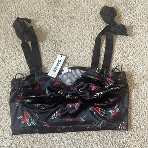 GARAGE velvet floral crop top
